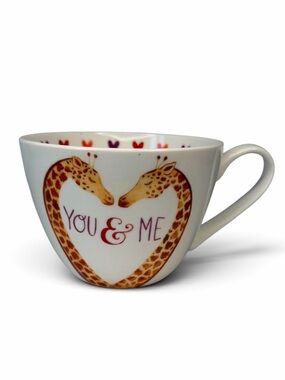 Portobello By Inspire You & Me Giraffe Heart Mug Bone China White w Brown Accent